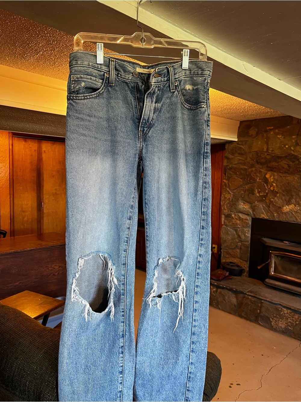 Classic Light Blue Women's Distressed Straight-Leg Jeans